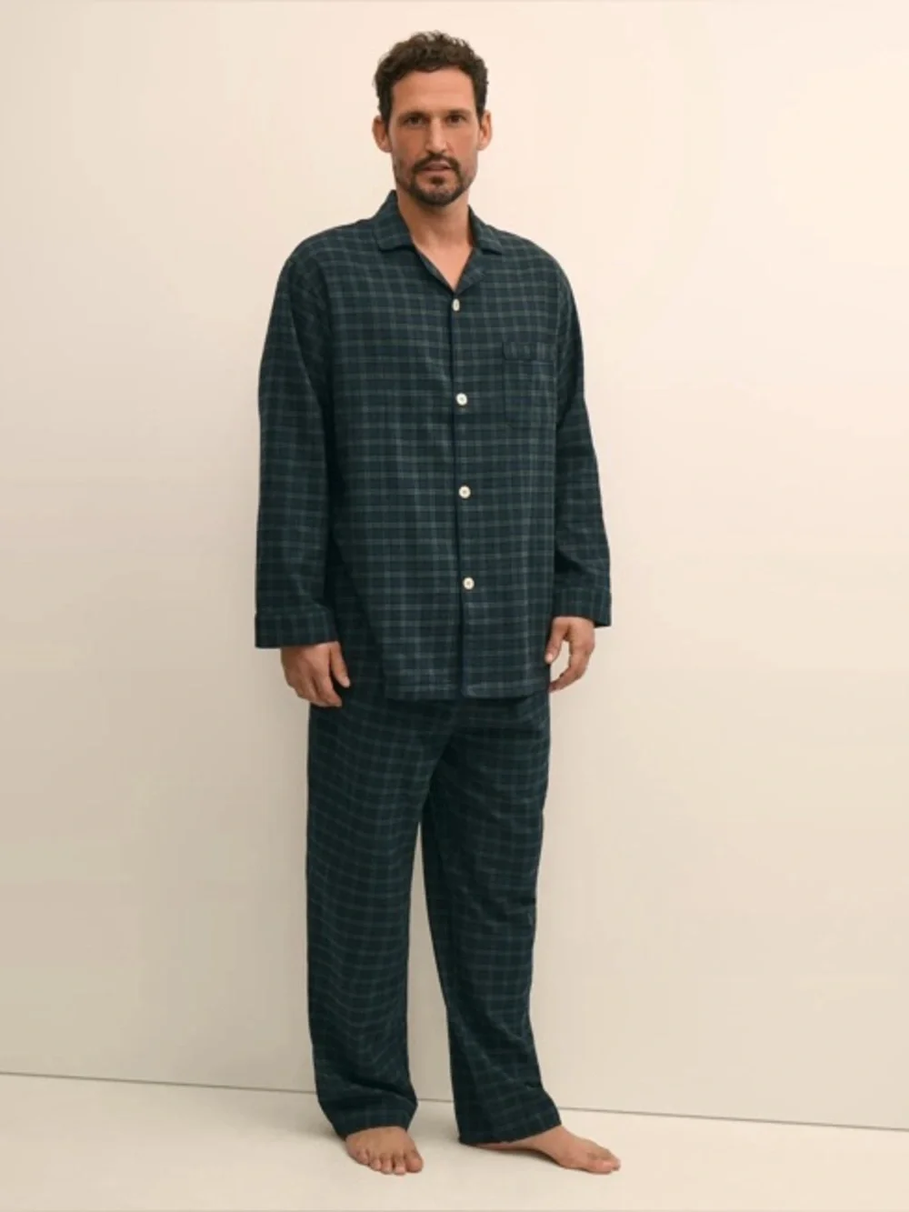 Brooks Brothers Cotton Flannel Tartan Plaid Green Navy Pajama Set Men’s Medium